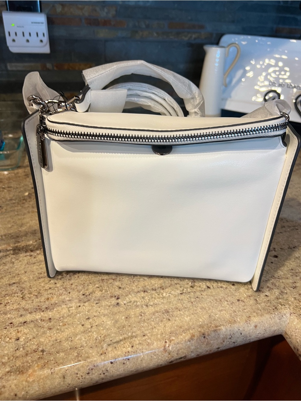 Karl Lagerfeld White Leather Logo Crossbody Bag